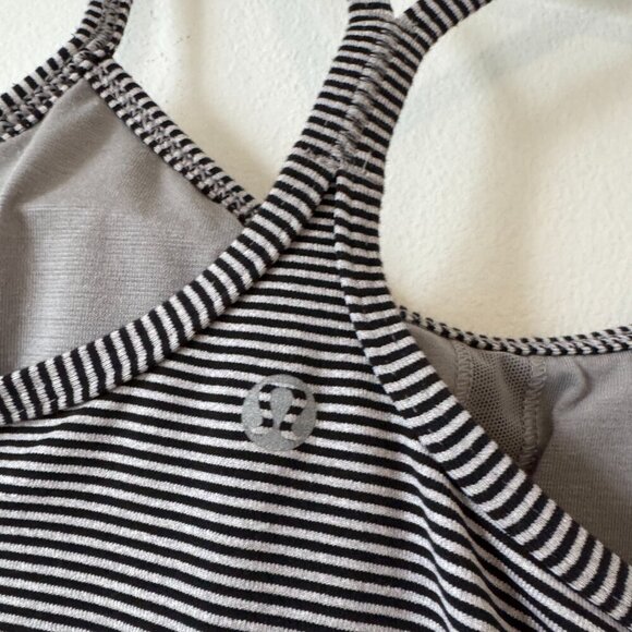 Lululemon Power Y Tank Black and Grey Striped - Picture 2 of 6